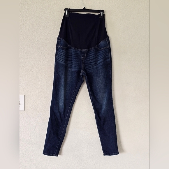 Isabel Maternity Skinny Entubado Jeans 8/29R. Color Dark Blue elastic waistband - Picture 4 of 11